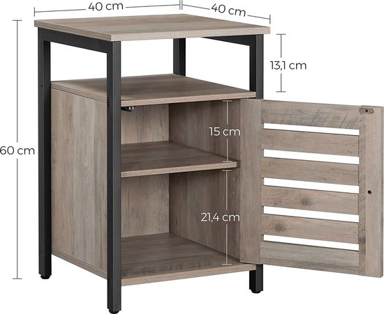 Yaheetech Nachtkastje met lade, bijzettafel met plank, nachtkastje commode sofafel, 40 x 30 x 61 cm zwart