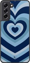 Hoesje geschikt voor Samsung Galaxy S21 FE - Hart blauw - TPU Hard Case Backcover - Blauw - ELLECHIQ