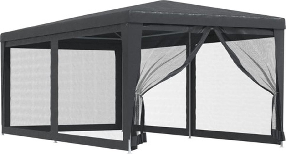 vidaXL Partytent met 6 mesh zijwanden 3x6 m HDPE antracietkleurig