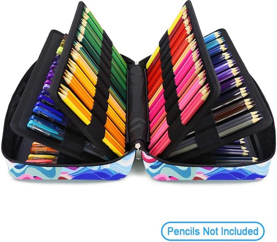 Grote potlood etui met 300 vakken - kleurpotloodetui met grote capaciteit organisator pennenzak met meerdere lagen houder voor prismacolor kleurpotloden & gel pennen van YOUSHARES (blauw