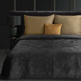 Oneiro’s luxe LILI Type 4 Beddensprei Zwart - 280x260 cm – bedsprei 2 persoons - beige – beddengoed – slaapkamer – spreien – dekens – wonen – slapen