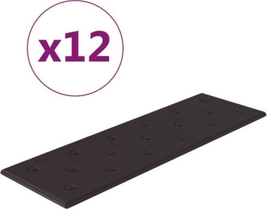 vidaXL - Wandpanelen - 12 - st - 3,24 - m² - 90x30 - cm - kunstleer - zwart