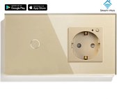 SmartinHuis – Slimme enkelpolige schakelaar + stopcontact (energiemonitoring) – Goud – Kristalglas – 1 lamp