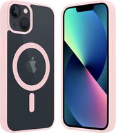 ShieldCase geschikt voor Apple iPhone 13 Magneet hoesje transparant gekleurde rand - roze - Shockproof backcover hoesje - Hardcase hoesje - Siliconen hard case hoesje met Magneet ondersteuning