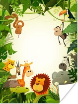 Poster Jungle - Slang - Leeuw - Planten - Jongens - Meisjes - Baby - Kids - 30x40 cm - Poster Babykamer