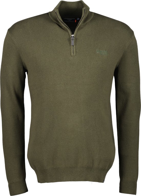 Superdry Vintage Emb Cotton Cash Henley Quarter Zip Heren Trui Maat