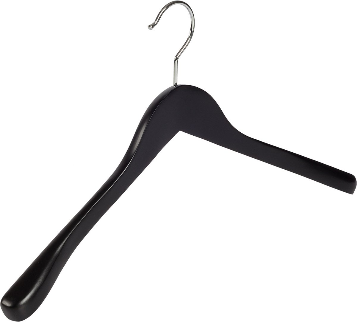 De Kledinghanger Gigant - 6 x Mantelhanger / kostuumhanger lotushout zwart gelakt met schouderverbreding, 41 cm