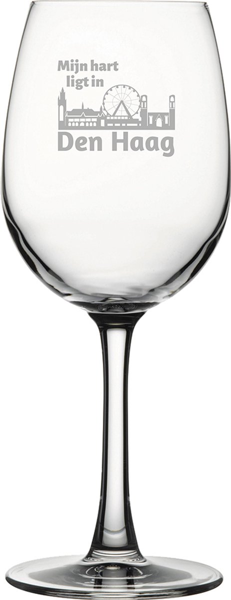 Gegraveerde witte wijnglas 36cl Den Haag