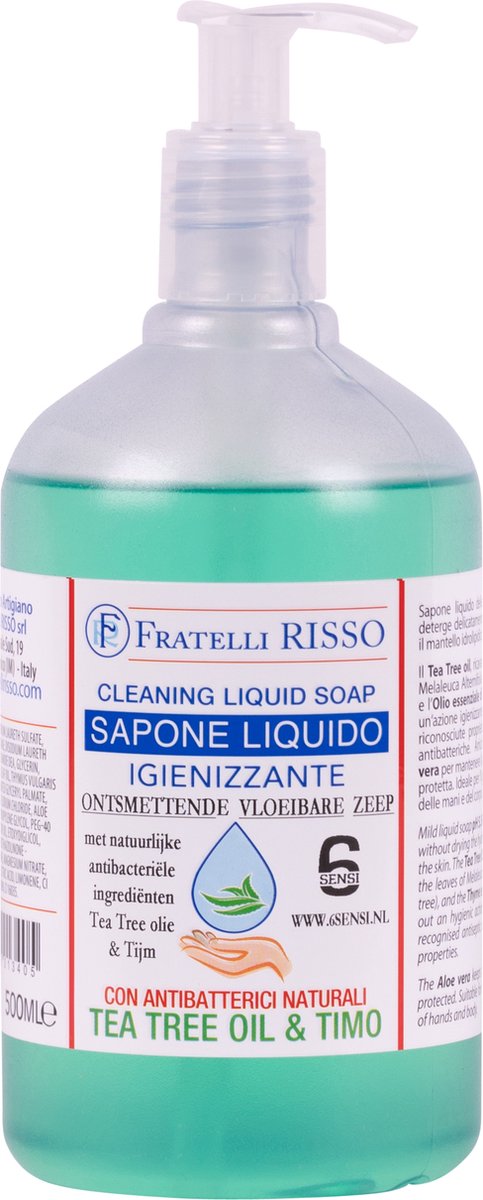 6Sensi - Ontsmettende vloeibare (hand)zeep met natuurlijke antibacteriële werking - 500 ml