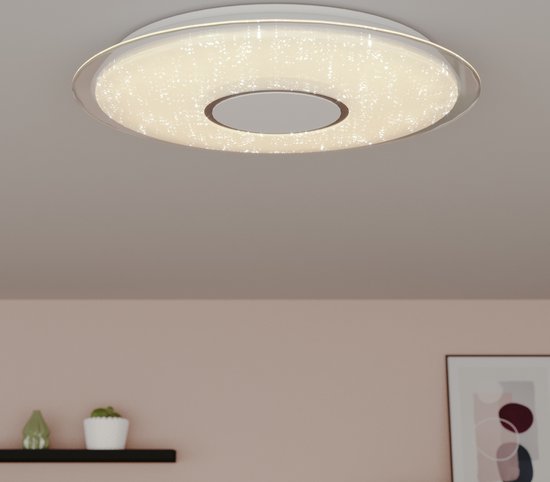 INSPIRE - Plafondlamp VIZZINI - Ø56 cm - Geïntegreerde LED - 3800 Lm - 24 W - Dimbaar - Kunststof en metaal - Wit - Infrarood afstandsbediening