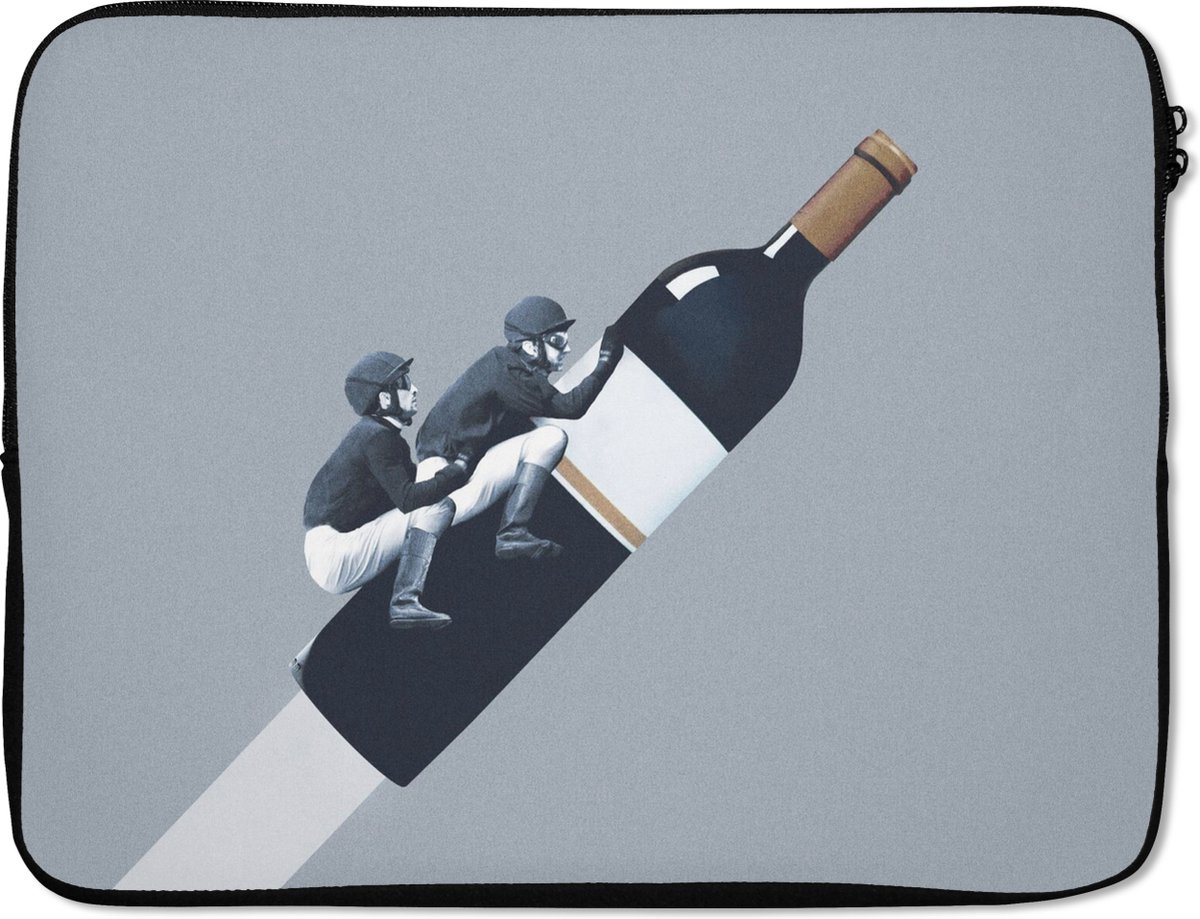 Laptophoes - Mannen - Wijnfles - Vintage - Laptop case - 17 Inch - Laptop case
