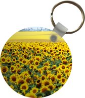 Sleutelhanger - Zonnebloem - Bloemen - Natuur - Plastic - Rond - Uitdeelcadeautjes