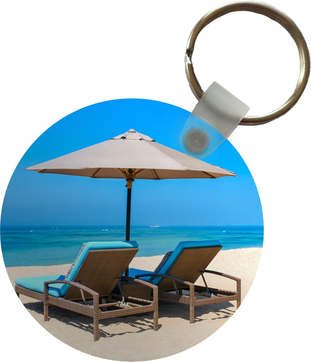Sleutelhanger - Strandstoel - Parasol - Zomer - Zee - Plastic - Rond - Uitdeelcadeautjes