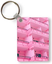 Sleutelhanger - Balkon - Zomer - Roze - Architectuur - Uitdeelcadeautjes - Plastic