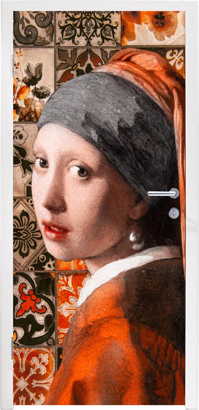 Deursticker Meisje met de parel - Tegels - Vermeer - 80x205 cm - Deurposter