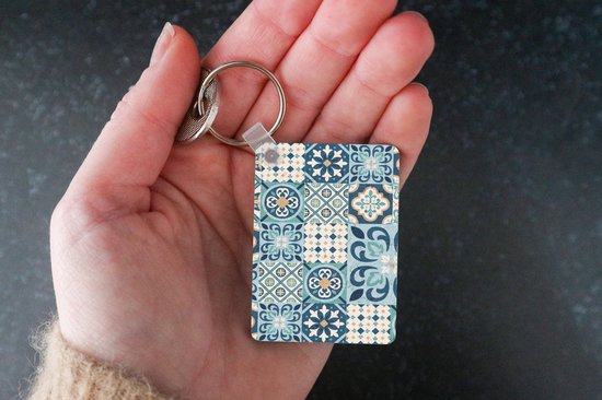 Porte-clés - Fleurs - Blauw - Design - Carrelage - Cadeaux - Plastique