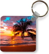 Sleutelhanger - Uitdeelcadeautjes - Palm - Zonsondergang - Strand - Zee - Horizon - Plastic