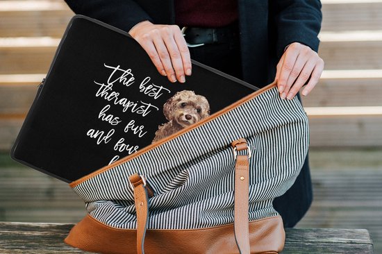 Housse pour ordinateur portable 15 pouces - Citations - Chiens - Le meilleur thérapeute a de la fourrure et quatre pattes - Housse pour ordinateur portable