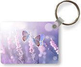 Sleutelhanger - Vlinder - Lavendel - Bloemen - Paars - Uitdeelcadeautjes - Plastic