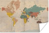 Wereldkaart historique sur poster Vintage grand 120x80 cm | Affiche de carte du monde