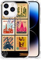 Telefoonhoesje Geschikt voor iPhone 14 Pro Leuk TPU Backcase met transparante rand Postzegels