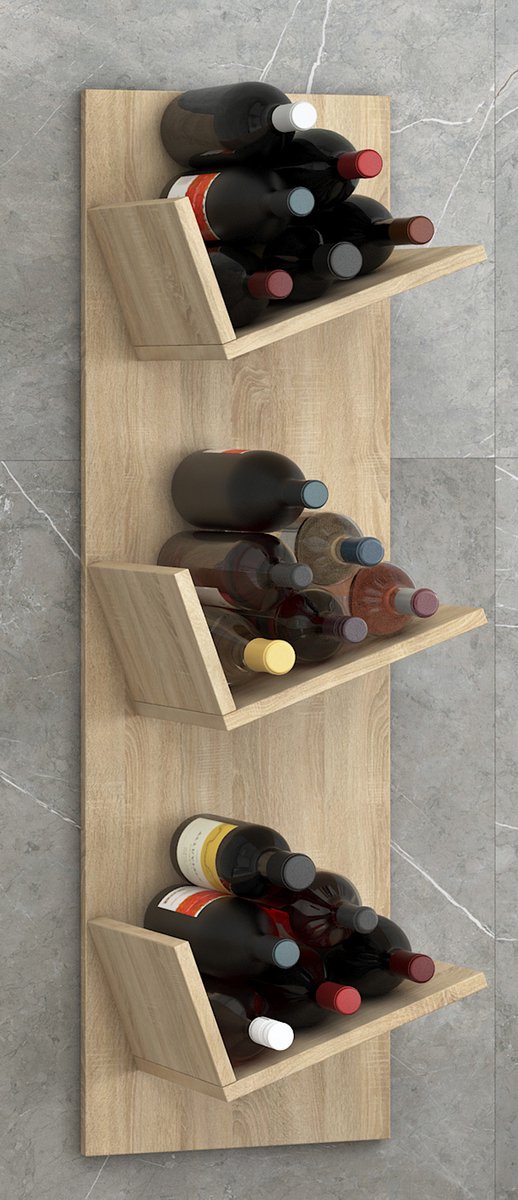 Lenmar Serie RW Weinregal aus Holz für Flaschen, Anthrazit, Braun, Natur, RW-3-91, 13-15 liegen