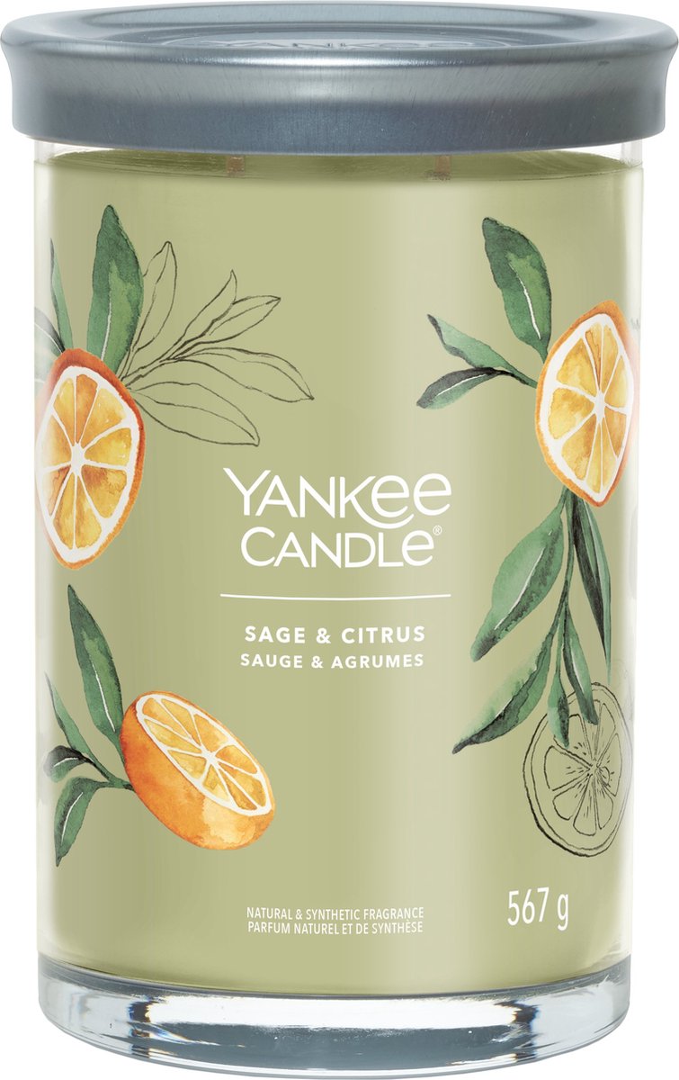 Yankee Candle Sage & Citrus Large Tumbler Geurkaars - 100 branduren - twee lonten Groen
