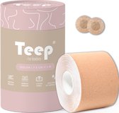 Boob tape - Boobtape - Plak bh - Beige - 500x7.5cm - Inclusief set nipple covers - Teep