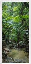 Deurposter 75x205 cm - Deursticker Riviertje in tropische jungle - Meubelfolie zelfklevend - Deurfolie woonkamer - Interieurfolie fotobehang - Deur plakfolie - Deurstickers - Deurbehang sticker - Kamer decoratie