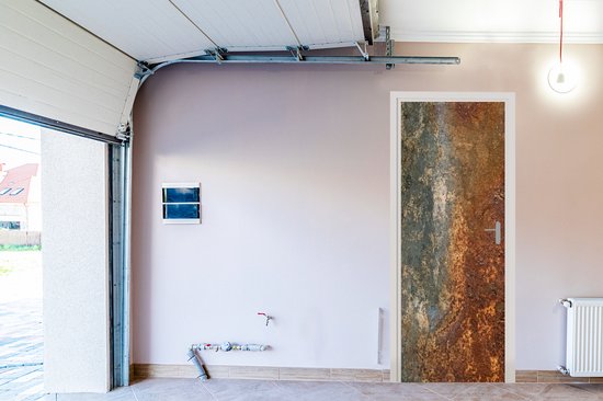 Deurposter 80x215 cm - Deursticker Staal - Roest - Oud - Oranje - Grijs - Patroon - Abstract - Meubelfolie zelfklevend - Deurfolie woonkamer - Interieurfolie fotobehang - Deur plakfolie - Deurstickers - Deurbehang sticker - Kamer decoratie