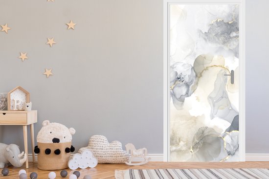 Sticker mural effet marbre - Or - Zwart - 75 x 205 cm - Affiche de porte