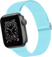 Nylon Bandje Geschikt voor Apple Watch 1-8 / SE (42/44/45) Bandje Stof - Horloge Band Verstelbare Gesp Polsband Geschikt voor Apple Watch 1-8 / SE (42/44/45) - Lichtblauw