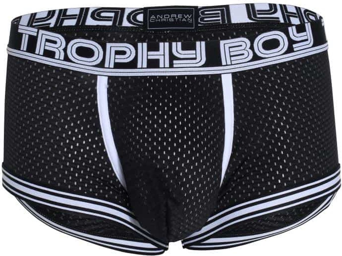 Andrew Christian Trophy Boy Mesh Boxer Zwart - MAAT M - Heren Ondergoed - Boxershort voor Man - Mannen Boxershort