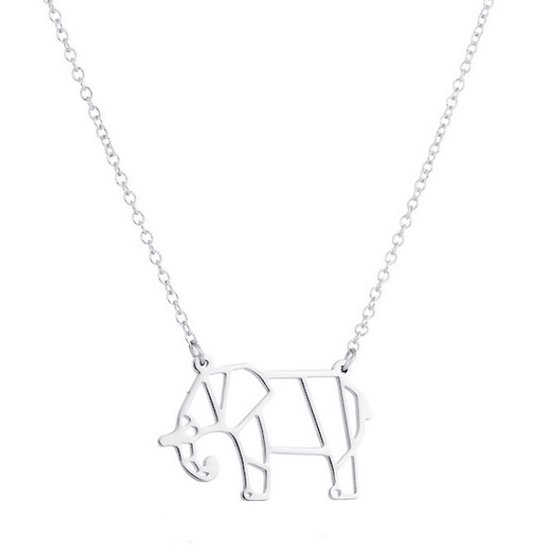 LGT Jewels Dames ketting Origami elephant Zilverkleurig