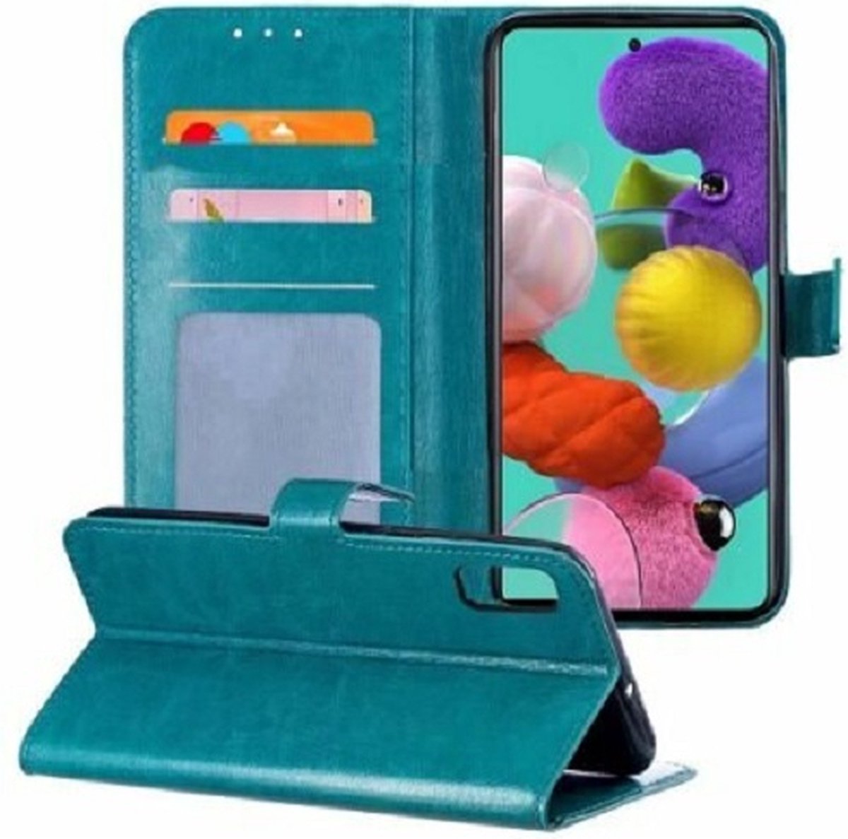 Samsung A20s Hoesje Met Pasjeshouder Bookcase Turquoise
