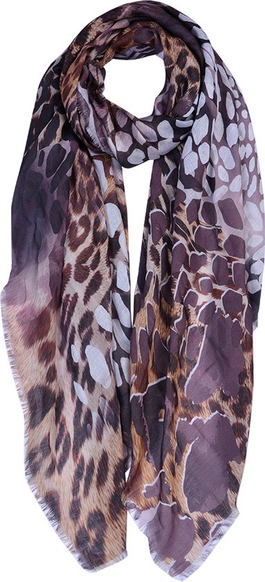 Juleeze Sjaal Dames Print 90x180 cm Bruin Synthetisch Shawl Dames