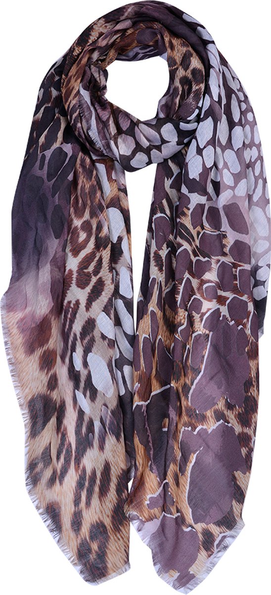 Juleeze Sjaal Dames Print 90x180 cm Bruin Synthetisch