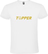 Wit T-Shirt met “ Topper met Vrede's teken “ tekst Goud Size XXXXXL