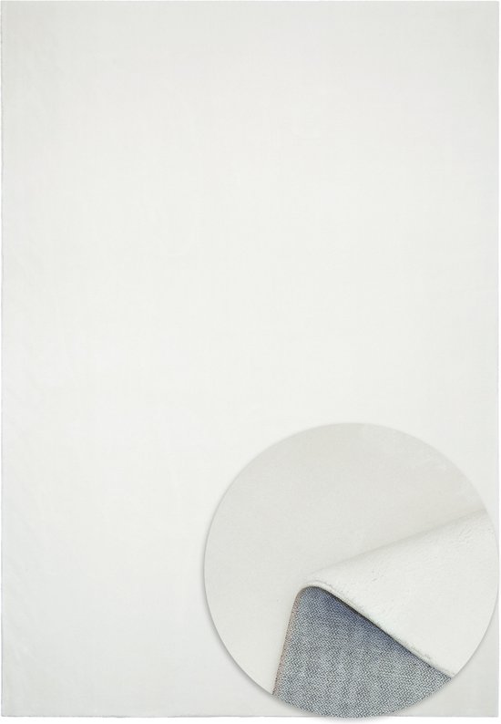 Relax Pluizig Tapijt - Superzacht - Modern vloerkleed - Effen kleur - Antislip - Wasbaar op 30°C - Velours effect - Woonkamer Slaapkamer Kinderkamer - Wit - 160cm x 230cm