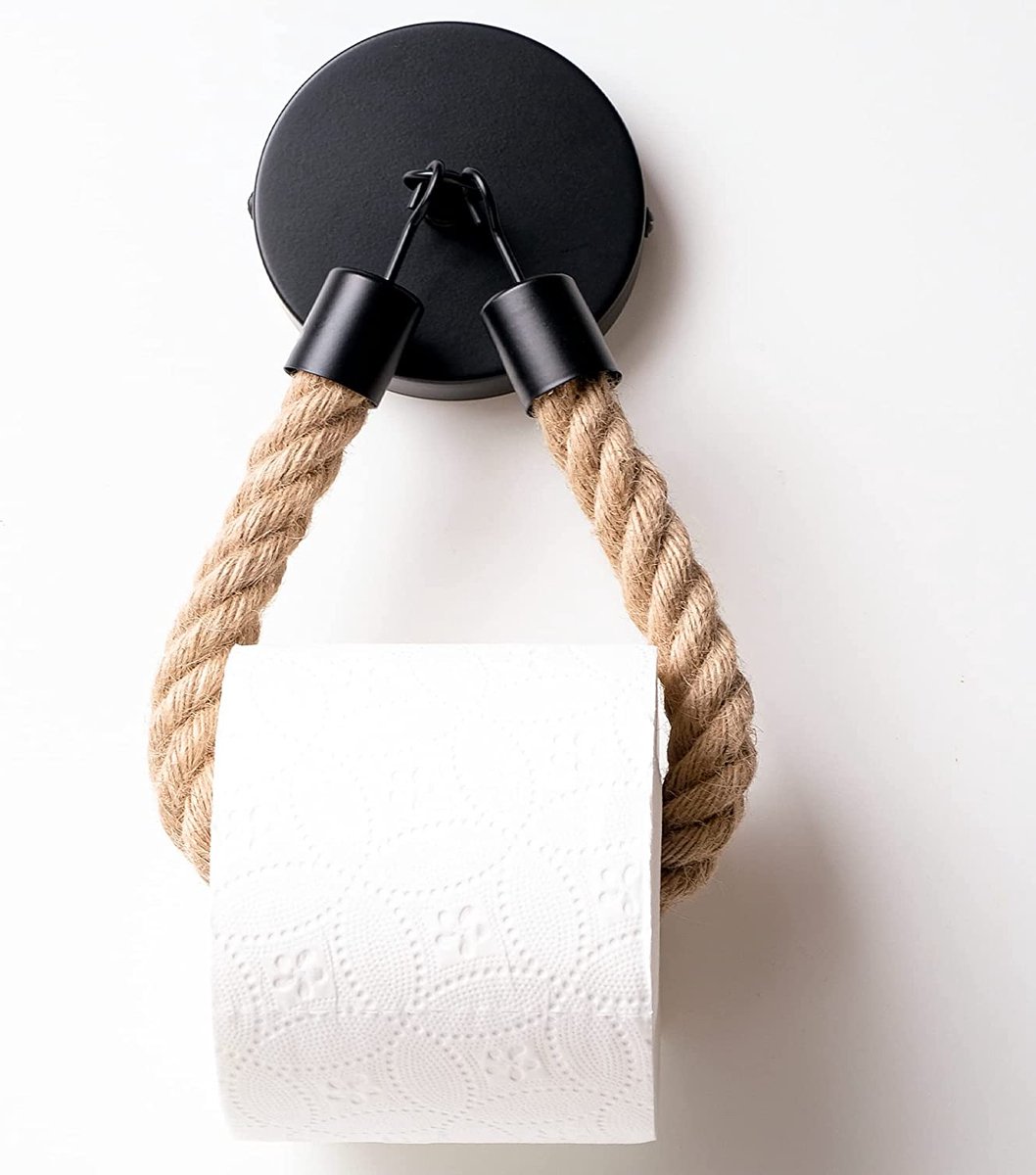 HENNEZ Toiletpapierhouder Zwart Mat - SCHROEFBEVESTIGING - Vintage Toiletpapierhouder - Toiletrolhouder Toiletpapierhouder Vintage - Toiletpapierhouder Rolhouder