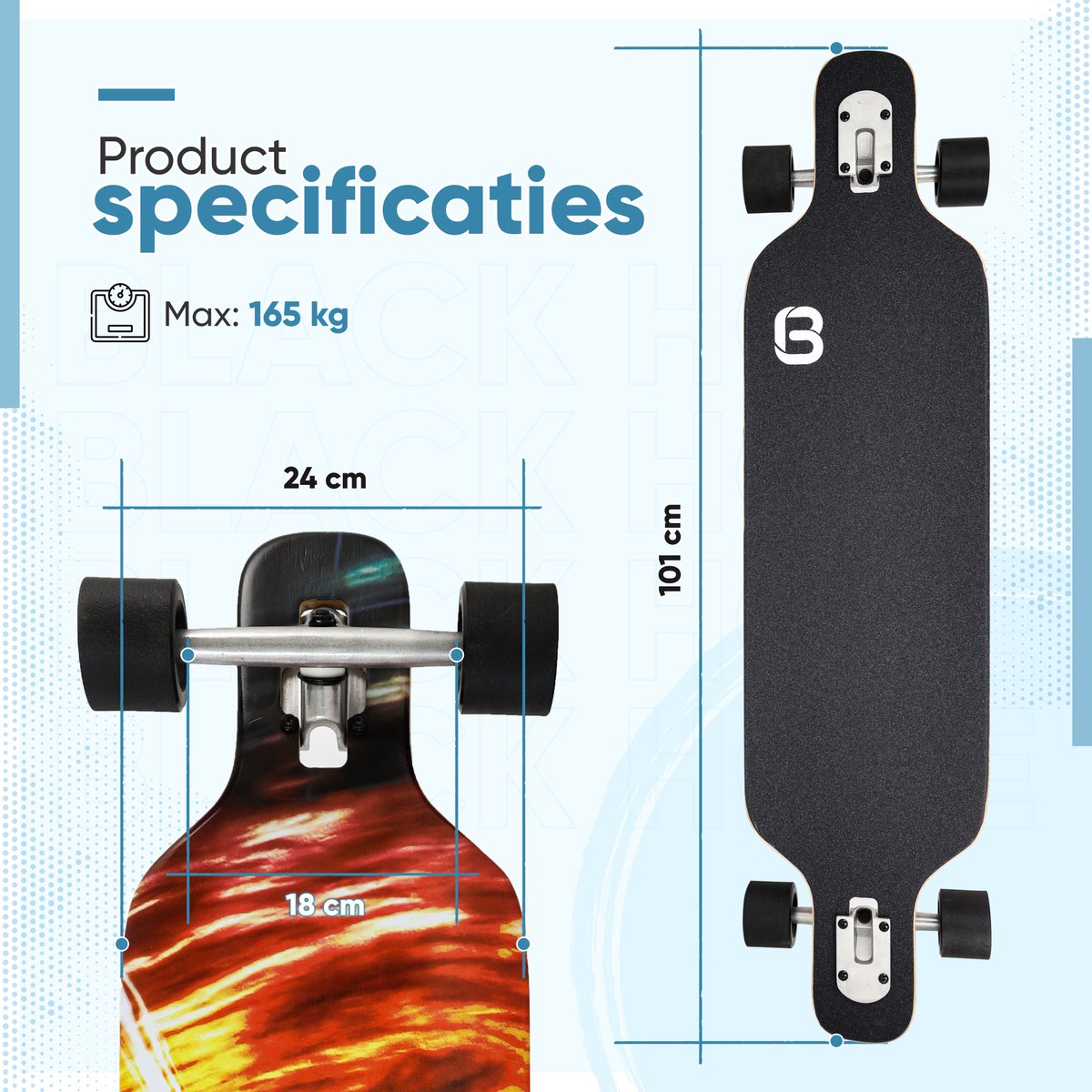 Big Bang Boards® Black Hole Edition Longboard – Drop Through Design ...