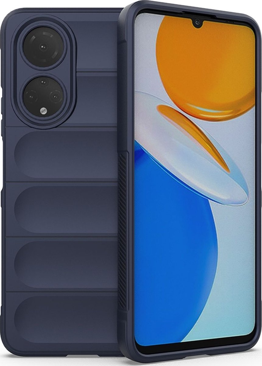 Mobigear Hoesje geschikt voor HONOR X7 Telefoonhoesje Flexibel TPU | Mobigear Bumpy Backcover | X7 Case | Back Cover - Donkerblauw