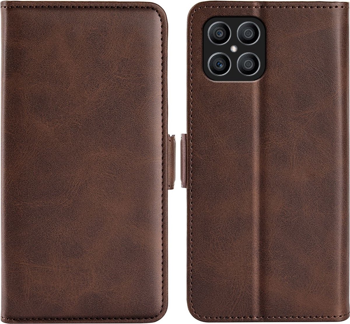Mobigear Telefoonhoesje geschikt voor HONOR X8 Hoesje | Mobigear Slim Magnet Bookcase Portemonnee | Pasjeshouder voor 3 Pasjes | Telefoonhoesje voor Pinpas / OV Kaart / Rijbewijs - Bruin