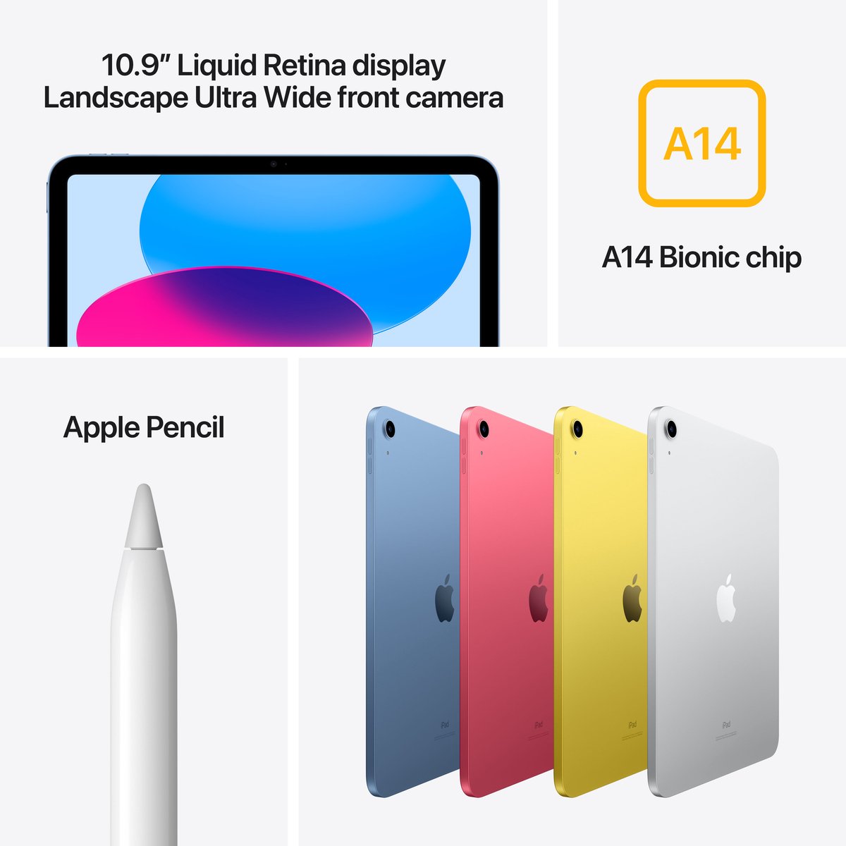 Apple iPad 10.9 inch 2022 WiFi 64GB Geel A14 Bionic USB-C Touch ID Retina scherm - Afbeelding 4
