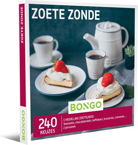 Bongo Bon België - Zoete Zonde Cadeaubon - Cadeaukaart : 240 keuzes: tearooms, brasserieën, chocolaterieën en koffiebars