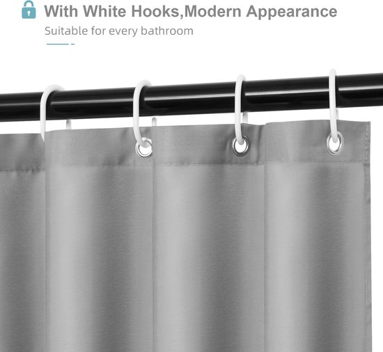 Douchegordijn Grijs 120x180cm Waterdicht AntiSchimmel Wasbaar