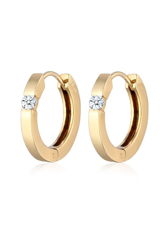 Elli PREMIUM Boucles d'oreilles pour femme Boucles d'oreilles d' Boucles d'oreilles pour femme Basis Elegant avec diamant (0,22 ct.) en Argent sterling 925