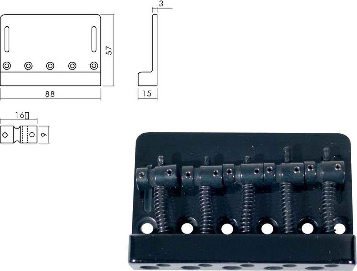 Boston BB-405-B Brug-Staartstuk voor 5-snarige Basgitaren