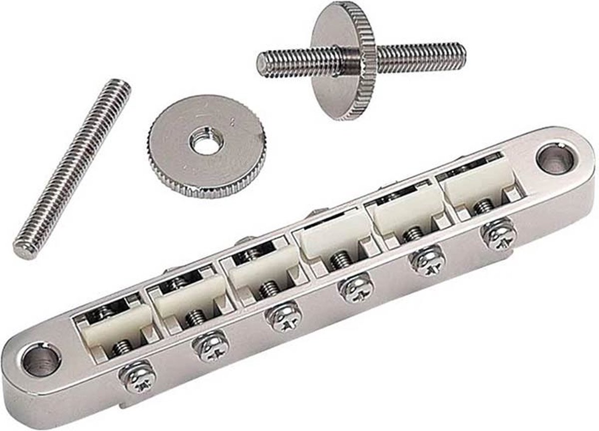 Gitaarbrug Gotoh tune-o-matic plastic zadels Allparts GB2542001 nikkel