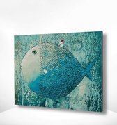 Painting Expert® Schilderen op nummer Volwassenen - Schilderen op nummer Kinderen - Vis met Huisje - 40x50cm - Exclusief Lijst (24 kleurtjes)